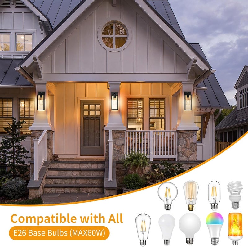 FNYUSLET 15'' Black Motion Sensor Outdoor Front Porch Lights for Outside, Large Exterior Lighting Fixtures Wall Mount for House, Wall Sconce Lamp, Waterproof Lantern Coach Lights for Garage, Entryway,Yard - Image 5